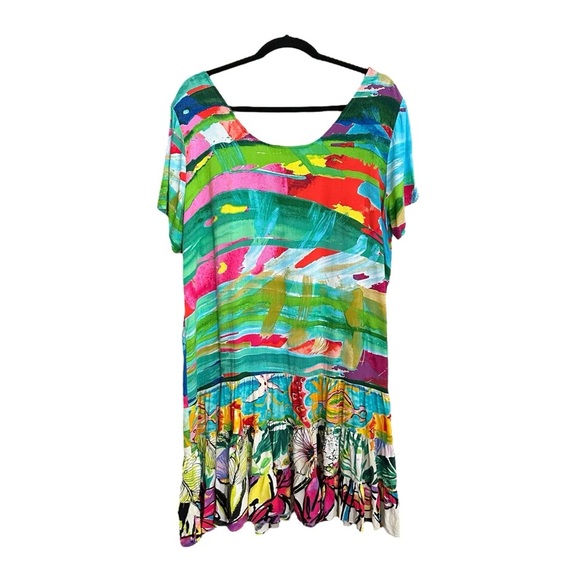 JAMS WORLD Fire Garden Print Hattie Dress Tiered Ruffle Hawaiian Artsy Size XL - Picture 5 of 14